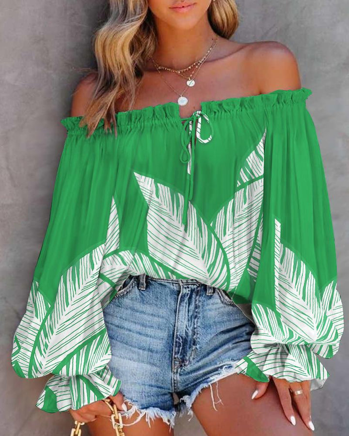 Dame Off-Shoulder Bohemian Tryk Bluse Stilla