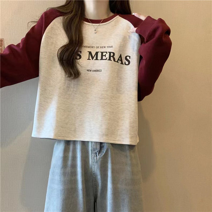 Femme Trendy Grafik Crop Sweatshirt Stilla