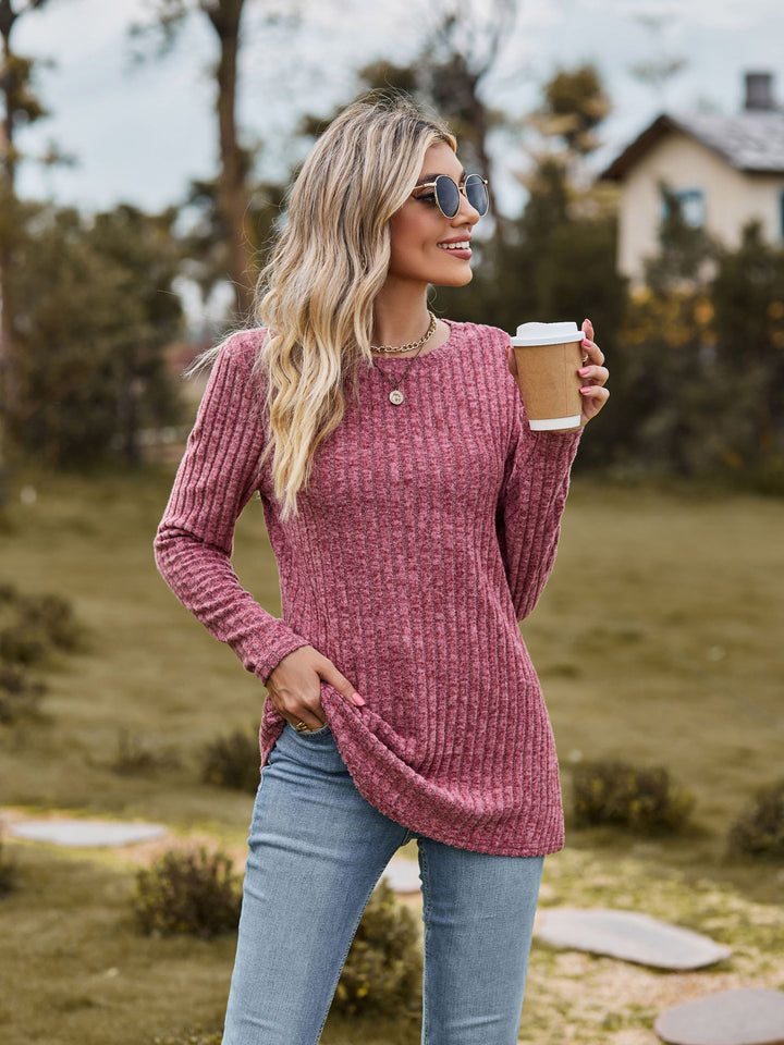 Dame finstrik pullover med ribbet design og afslappet snit Stilla