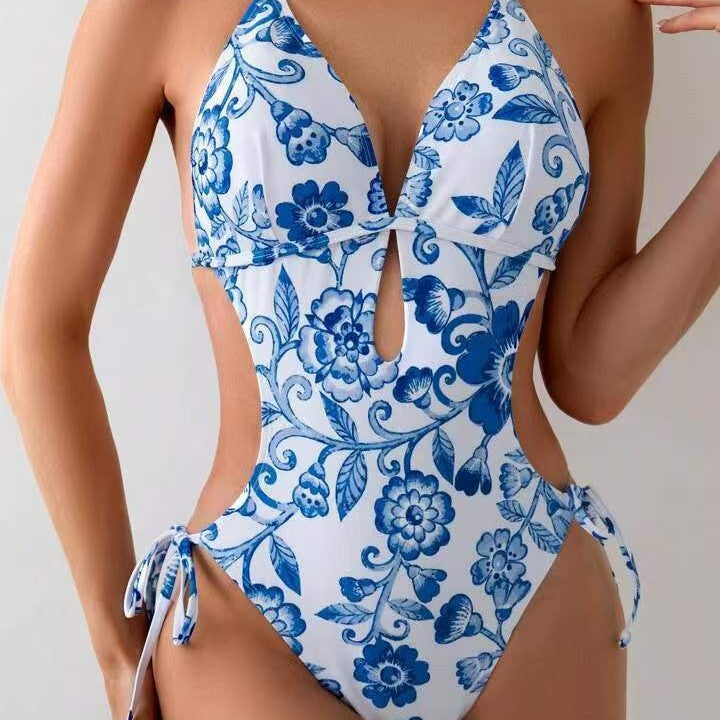 Dame helårs bikinitop med legende blomsterdesign Skovae