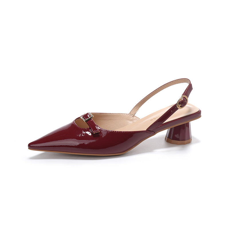 Dame Slingback Spids tå Hæle med Chunky Blokhæle og dekorativt Spændedetalje Stilla