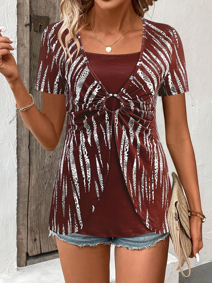 Dame Mode Twist-Front Tunika Top Stilla
