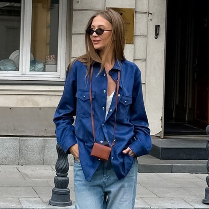 Damer Casual Overshirt med påsyede lommer og elegant snit Stilla