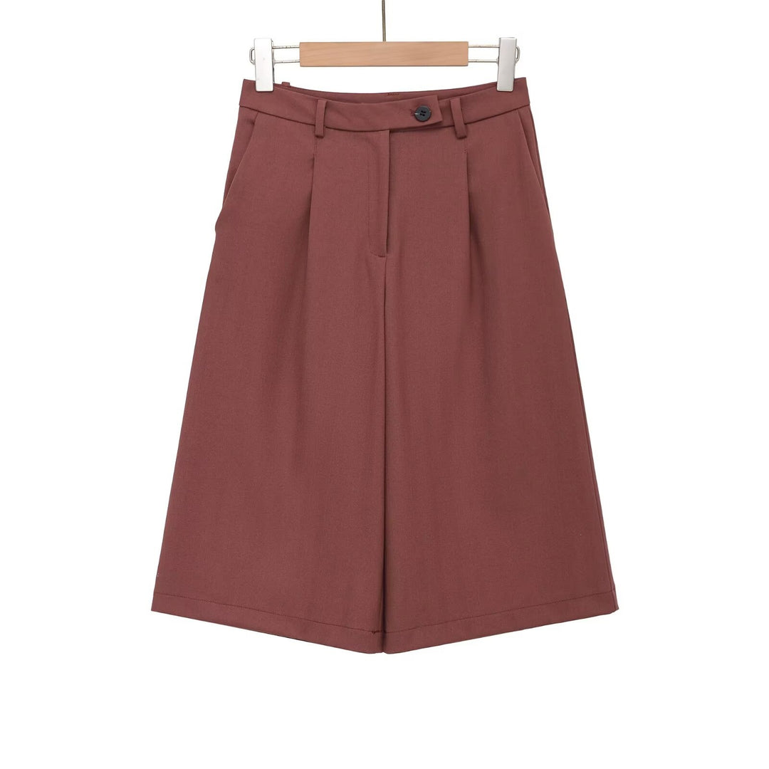 Dame vidde højtalje-shorts med elegant plissering Skovae