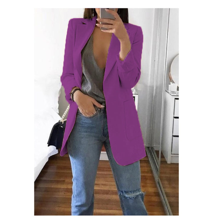 Dame elegant blazer med tætsiddende snit og praktiske lommer Skovae