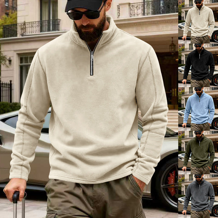 Herrer nan let fleece-pullover med halvmellem lynlås og ståkrave Skovae