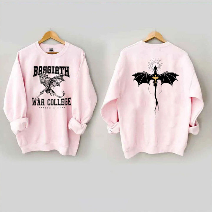 Kvinders sweatshirt med kreativ dragemotiv og unikt college design Skovae
