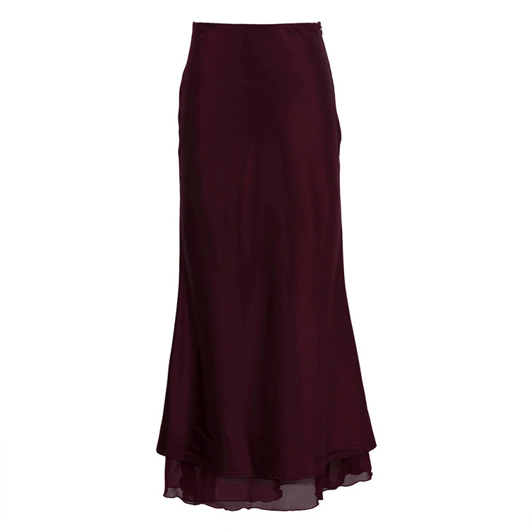 Dame Elegant Maxi-nederdel af flydende stof med asymmetrisk kant Stilla