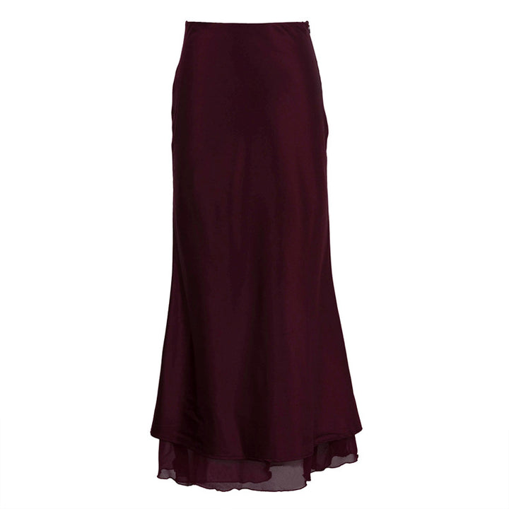 Dame Elegant Maxi-nederdel af flydende stof med asymmetrisk kant Stilla