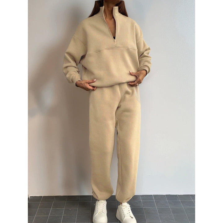 Kvindernes sporty sweatshirt sæt med høj krave og elastiske manchetter Stilla