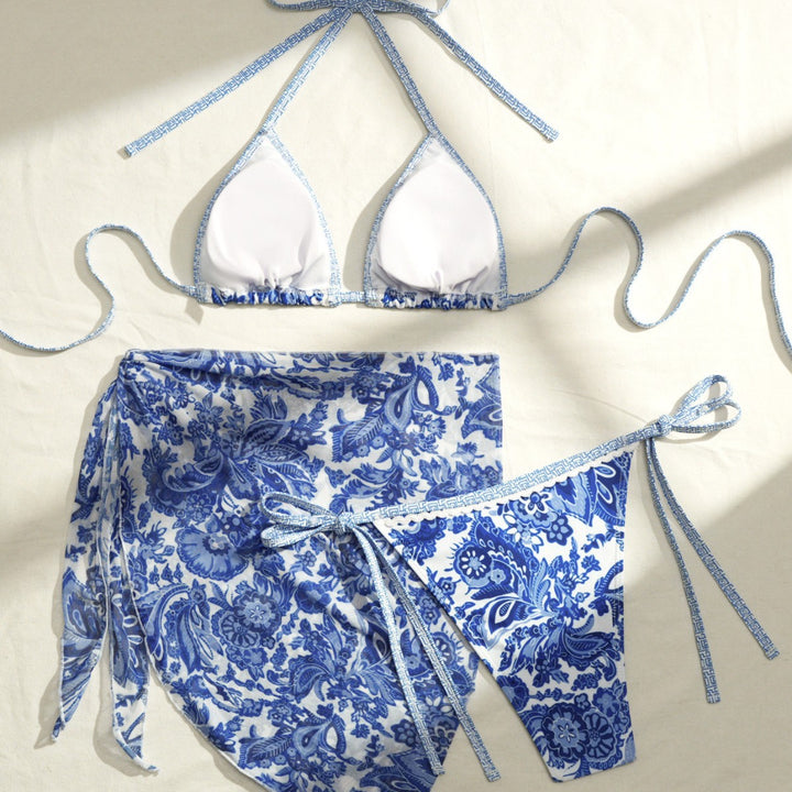 Dame Triangel-Bikini med blomsterdesign Skovae
