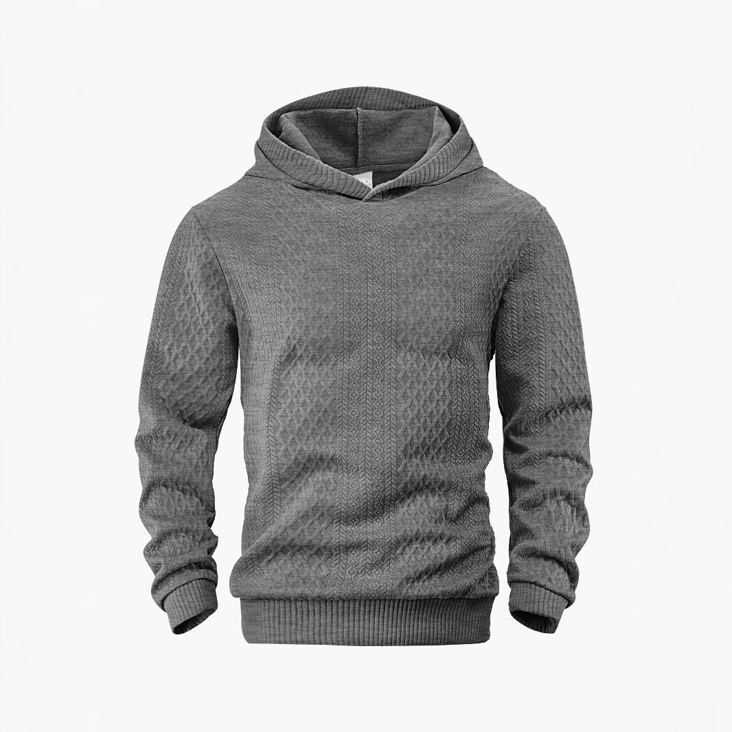 Herre nan struktureret slangenkrave-sweater med hætte og vaffelmønster Jacquard Skovae
