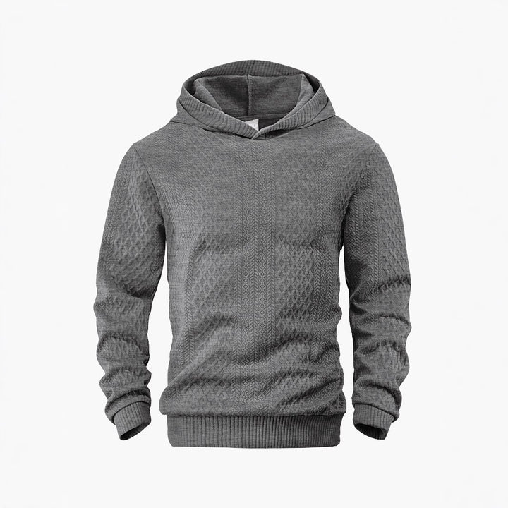 Herre nan struktureret slangenkrave-sweater med hætte og vaffelmønster Jacquard Skovae