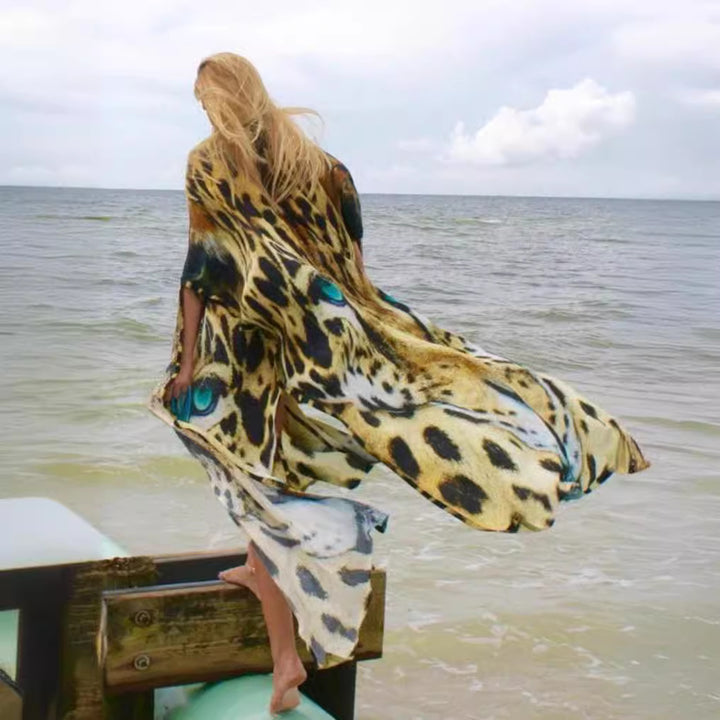 Dame Sommerlig Kaftan med elegant dyremotiv og luftig pasform Stilla