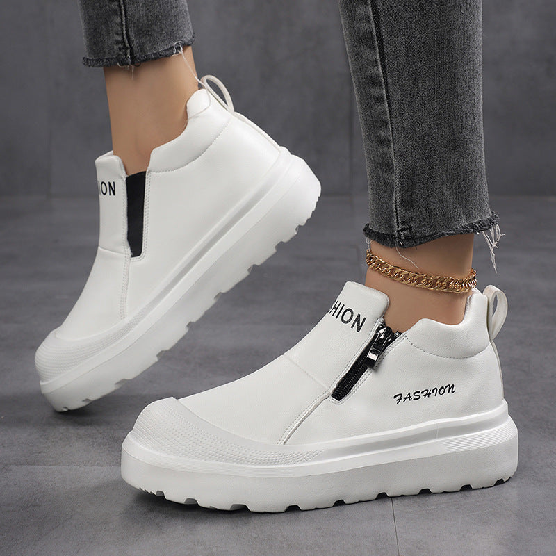 Dame nan Plateau-Sneaker med sidelås, polstret komfort fodseng og profileret sålprofil Skovae