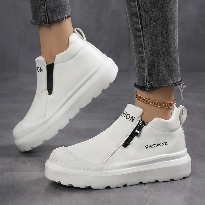 Dame nan Plateau-Sneaker med sidelås, polstret komfort fodseng og profileret sålprofil Skovae