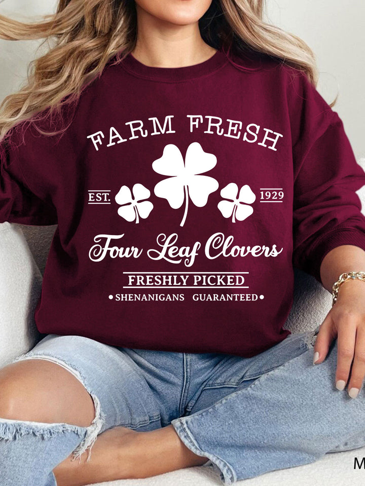 Dame fritids sweatshirts med vintage-inspireret kløvermotiv og behagelig pasform Stilla