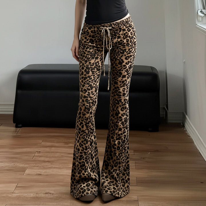 Dame modische Flared-Leggings i leopardmønster Skovae