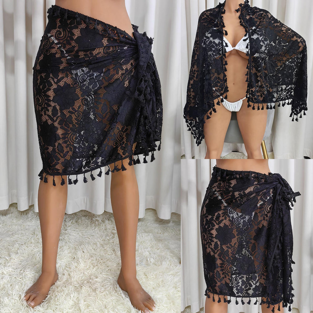 Dame Hækle-Strandsarong med elegante frynser Skovae