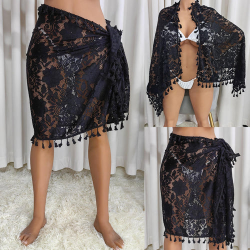 Dame Hækle-Strandsarong med elegante frynser Skovae