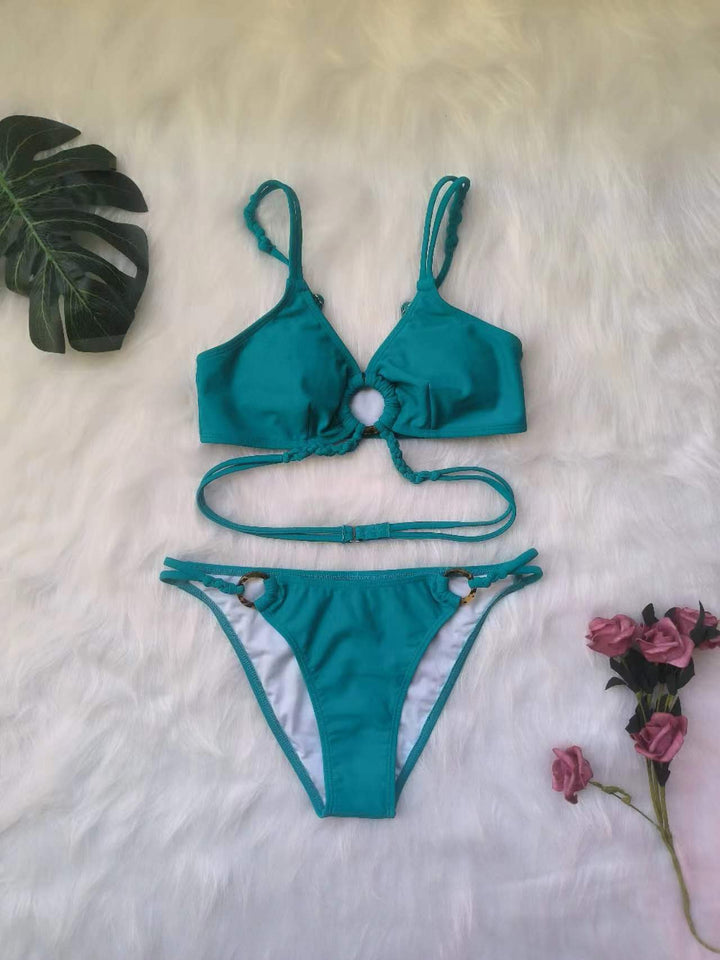 Dame Triangel-Bikini med kreative knude detaljer Skovae
