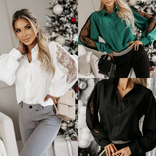 Dame Elegant Spidsærmet Bluse Stilla