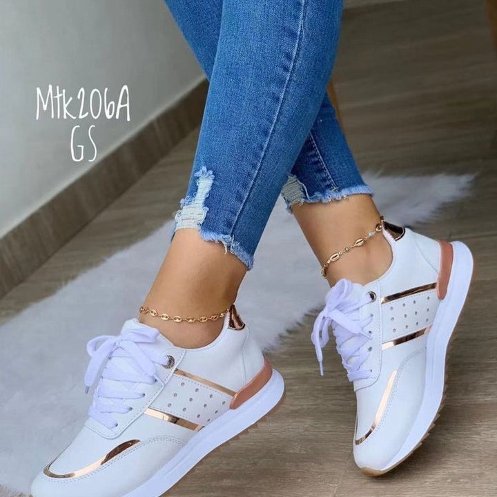 Dame Sneakers med elegante metallic-detaljer og åndbart overfladestruktur Stilla