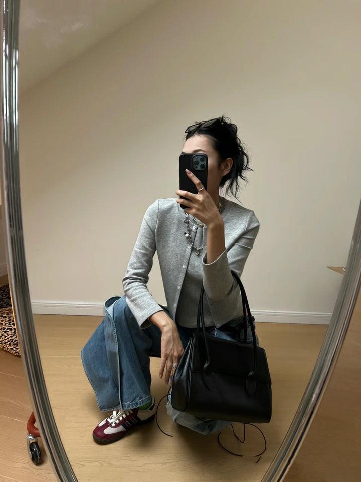 Dame mode sweatshirt med knapliste og blødt materiale Stilla