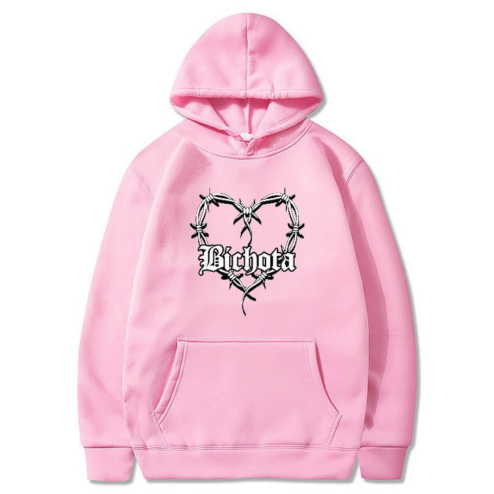 Kvinders hoodie med unikt hjerte design og broderet skrift Skovae