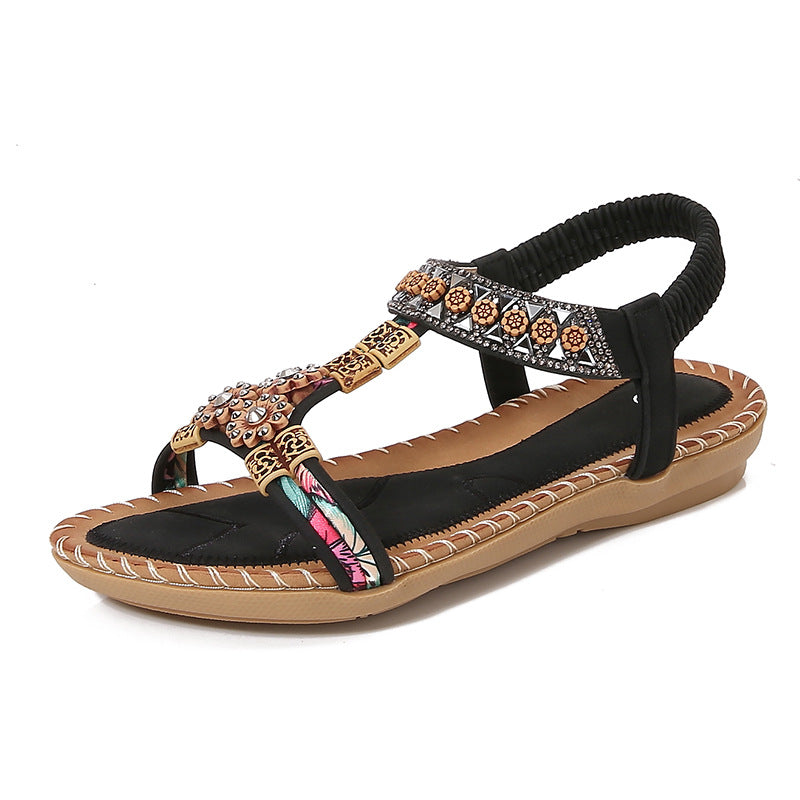 Dame sandaler med elegante perle- og strassdekorationer Stilla
