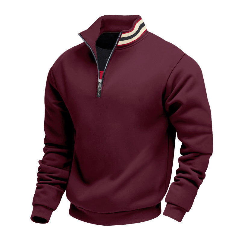 Herren nan Halvzip-sweatshirt med sporty ringkrave og blødt fleece-foring Skovae