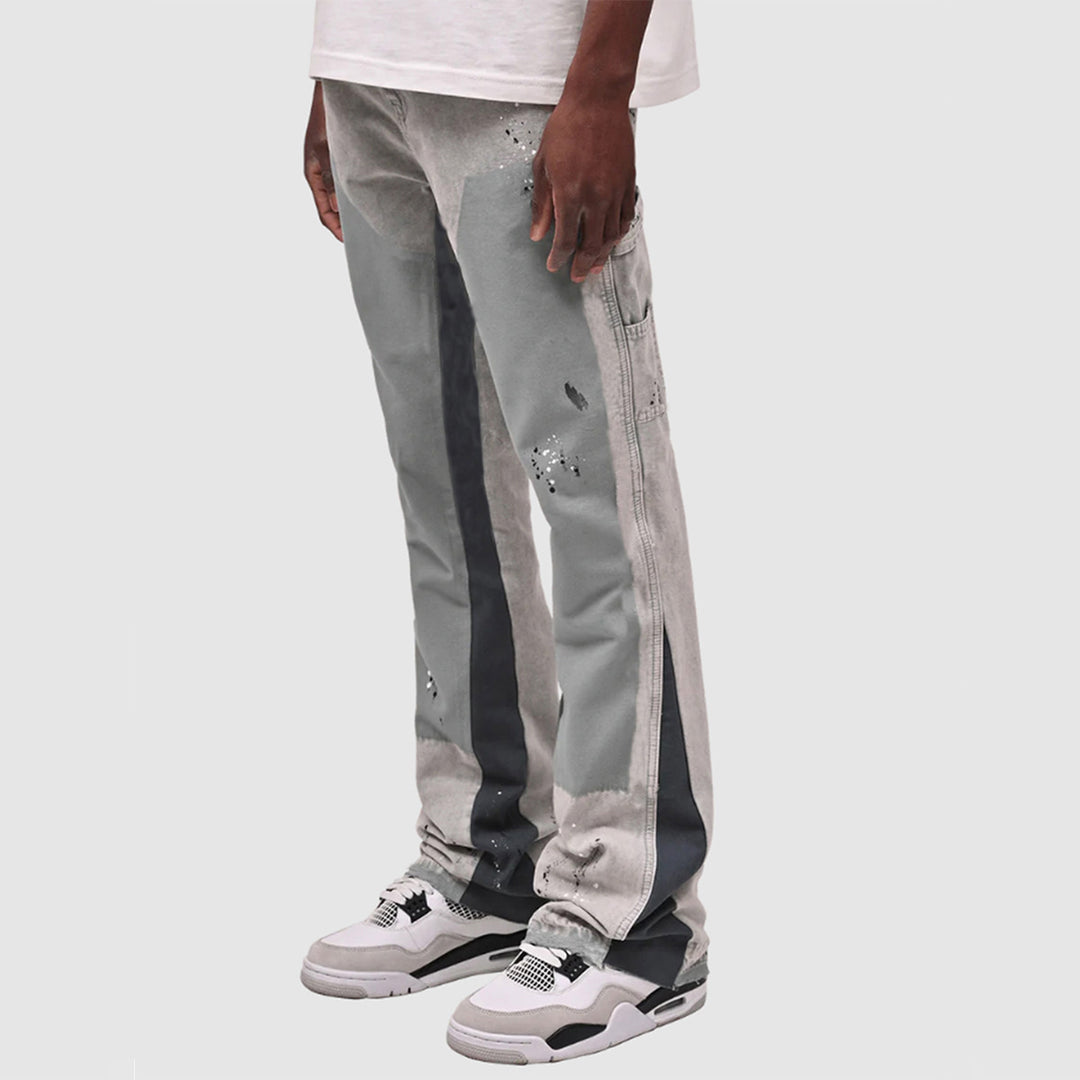 Herre Relaxed Fit Cargo-Jeans med individuelle vaskninger og lommer Stilla