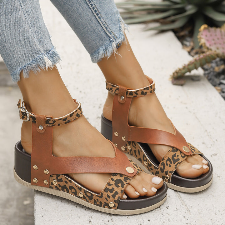Dame mode sandaler med leopardprint og justerbare stropper Stilla