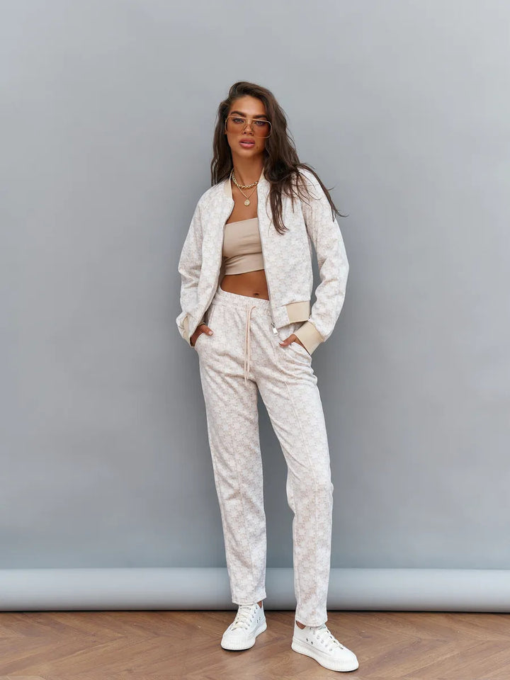 Kvinders sporty loungewear sæt med hættejakke og løse joggingbukser Skovae