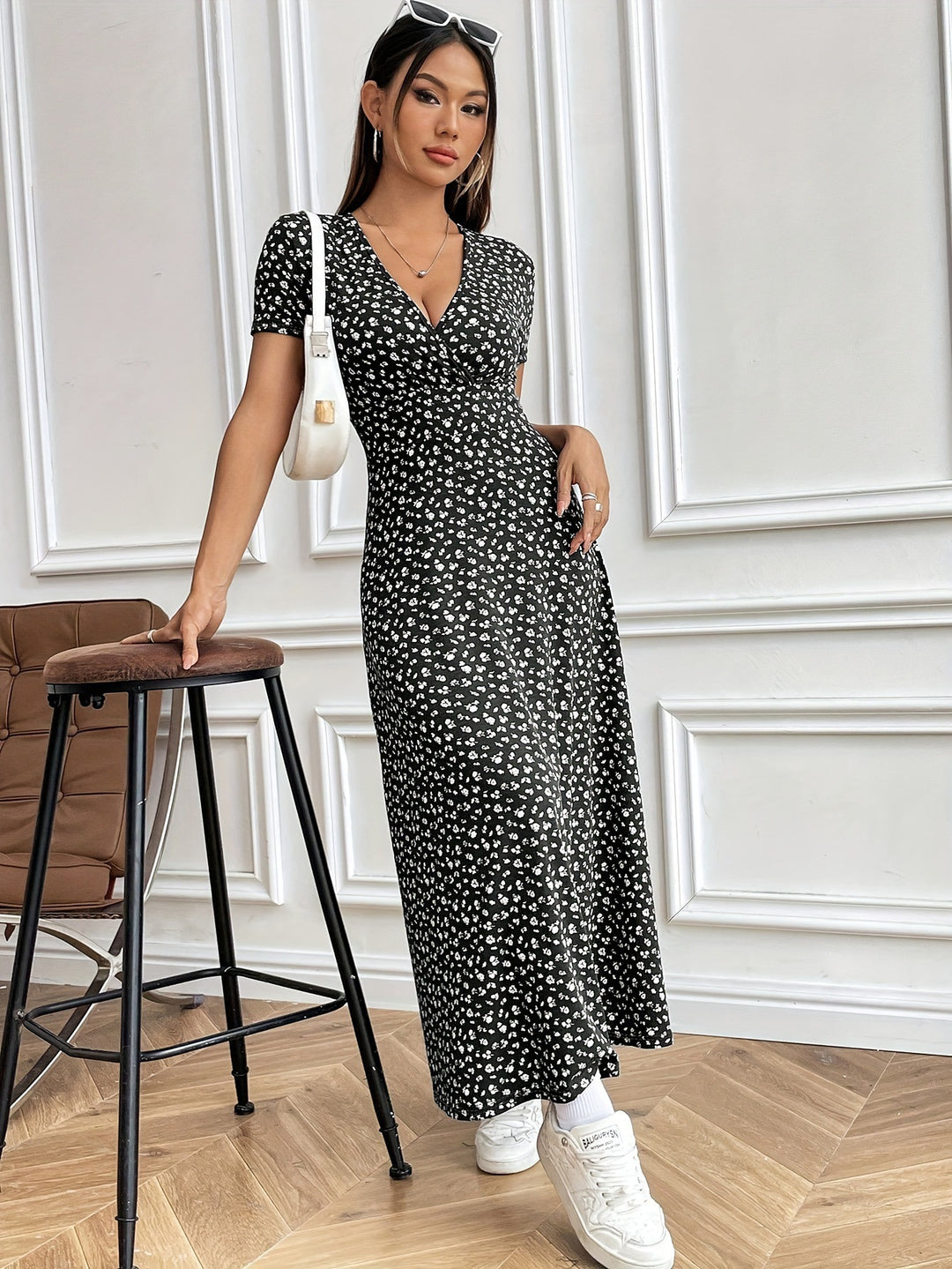 Dame Maxikjole med blomstret print Stilla
