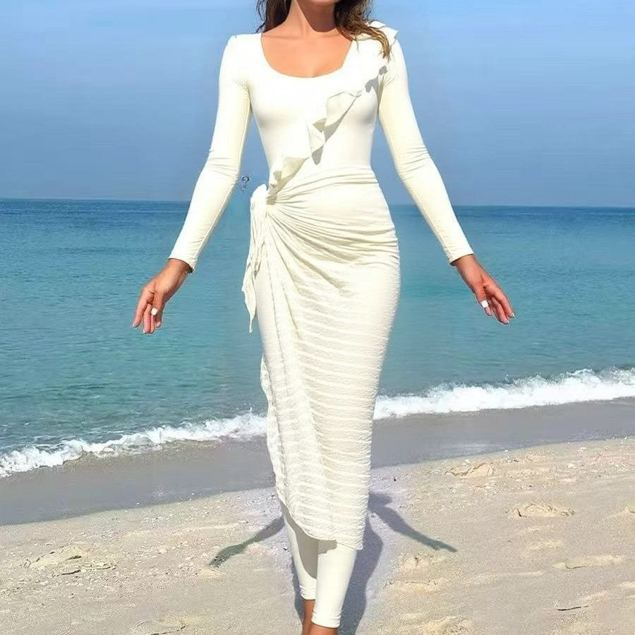 Dame Elegant sommerkjole med indpakningslook Skovae