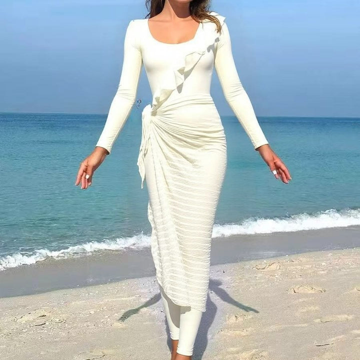 Dame Elegant sommerkjole med indpakningslook Skovae