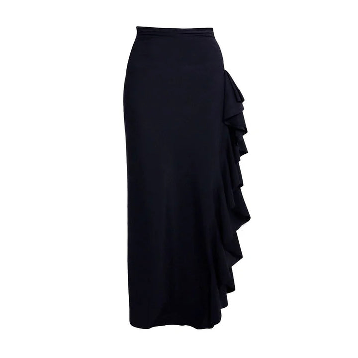 Dame badedragt med moderne off-shoulder design og elegant ruffles maxiskirt Skovae