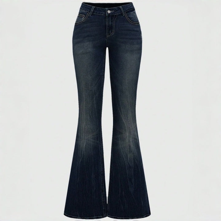 Dame Bootcut Jeans med detaljerede broderier og høj talje Skovae