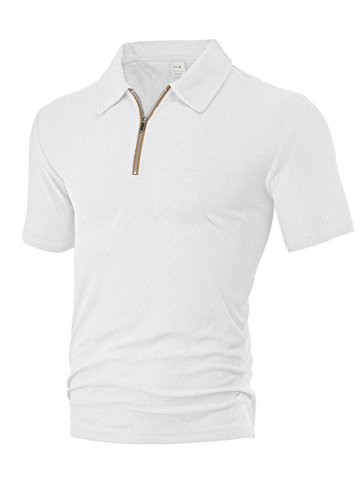 Herren nan smalt skåret Halvzip-Polo med fin fishtail-Jacquardstruktur Skovae