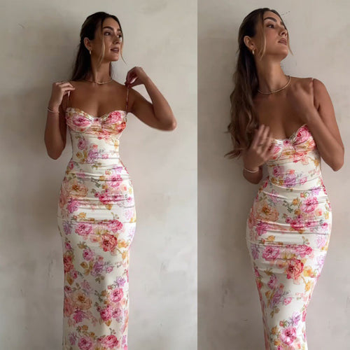 Damer Stropløs Blomster Bodycon Kjole Stilla