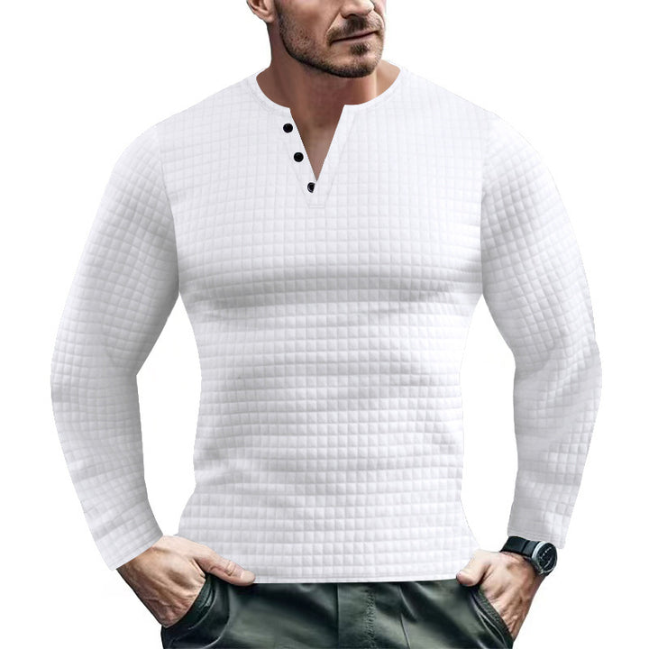 Herrer langærmet Henley-shirt med struktureret design Stilla