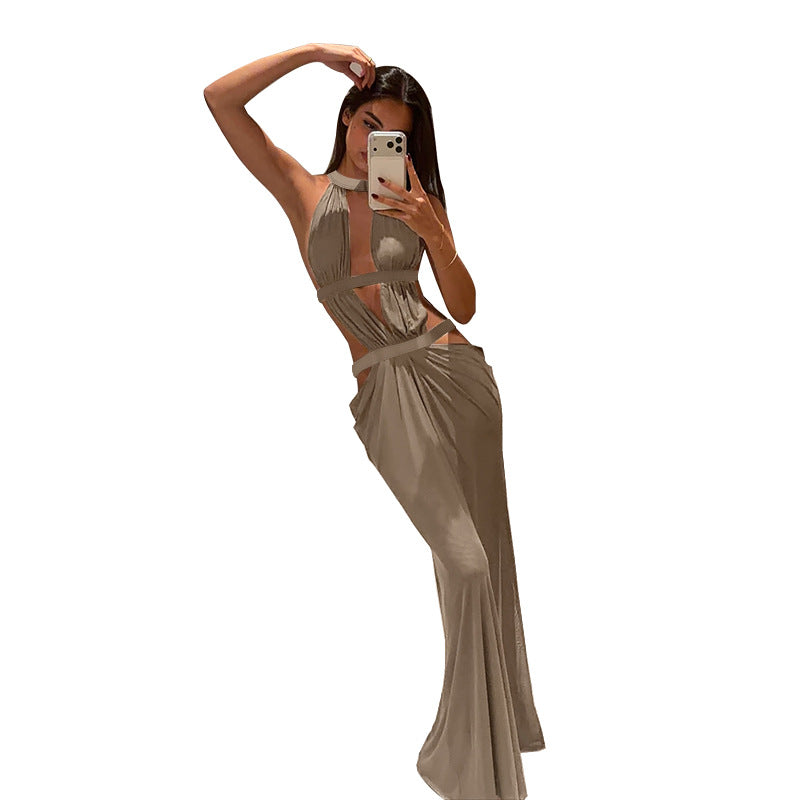 Dame elegant wrap dress med dyb V-udskæring og moderigtige draperinger Skovae
