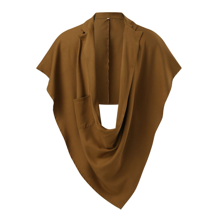 Dame nan Cape-blazer med sjalkragen åben front påsat lomme og spidse zipfelsaum Skovae