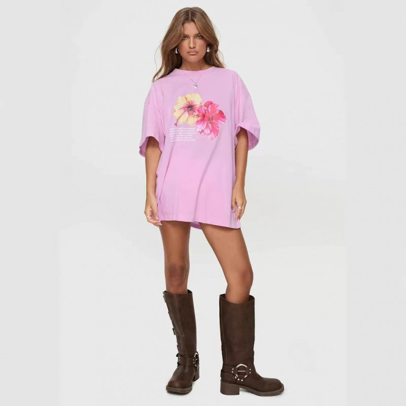 Dame Oversized Grafik T-Shirt Stilla