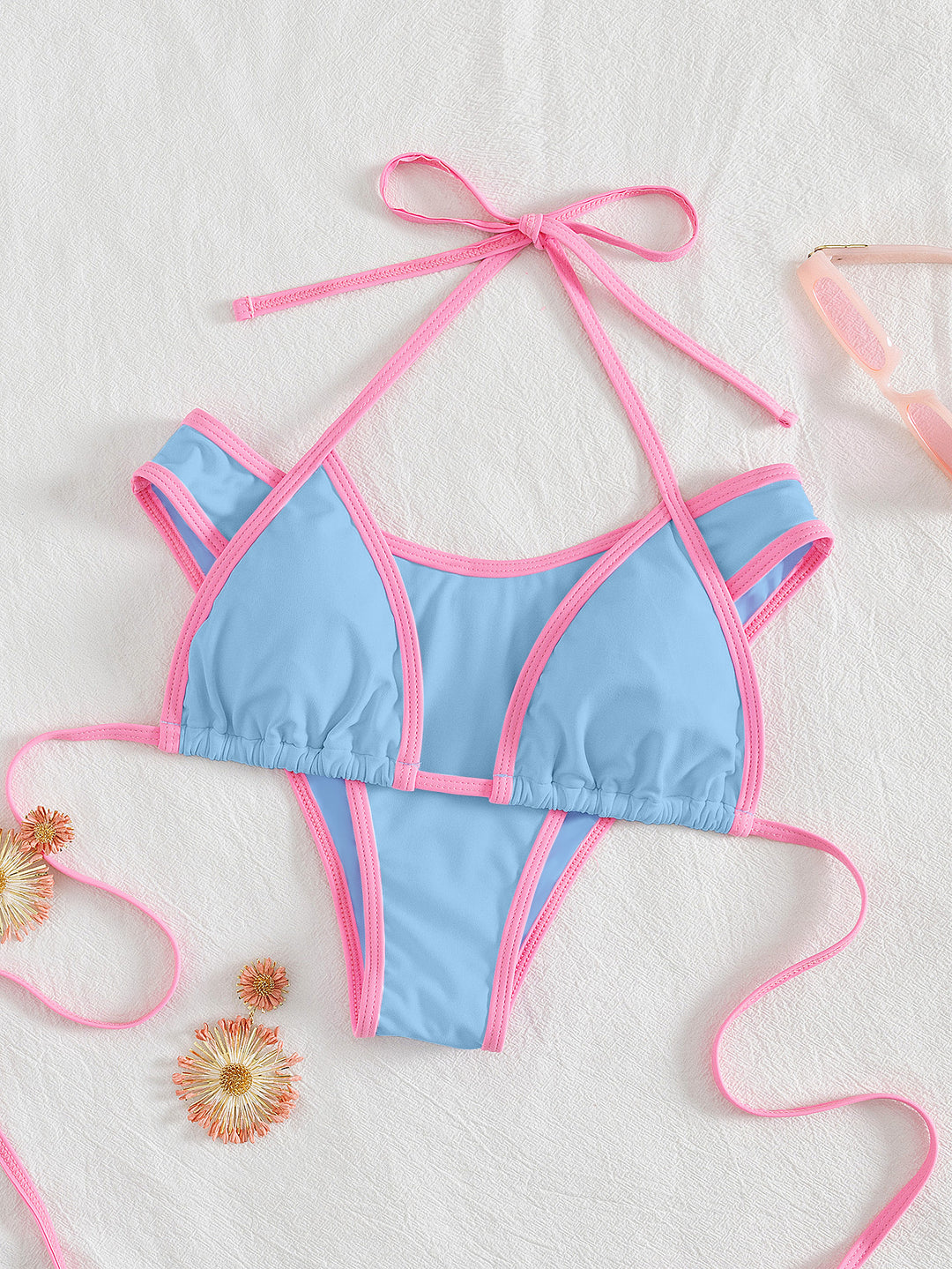 Dame Triangel-Bikini med spændende stribe-design Skovae