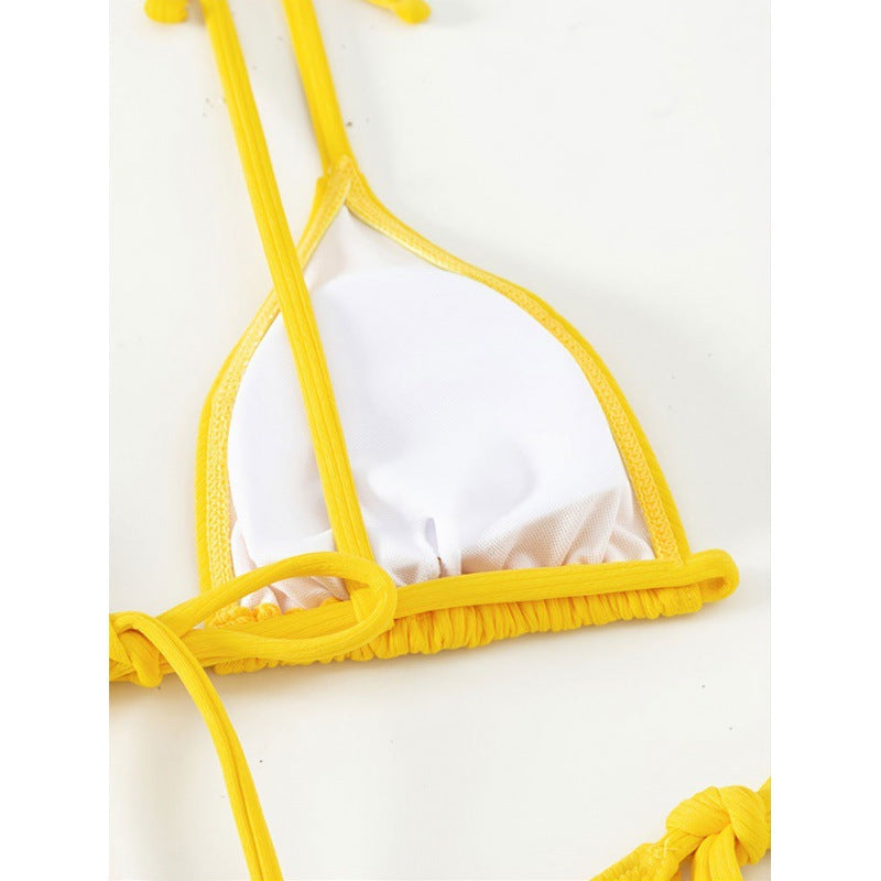Dame triangel-bikini-sæt med snøreudskæring og høj benudskæring Skovae