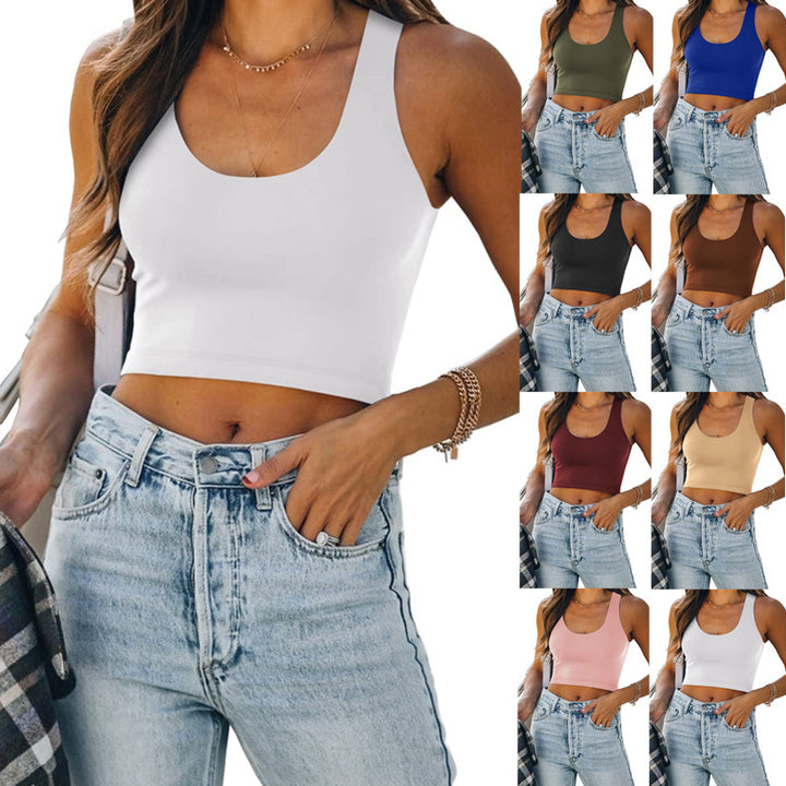 Dame sporty crop-top med brede stropper og tætsiddende snit Stilla
