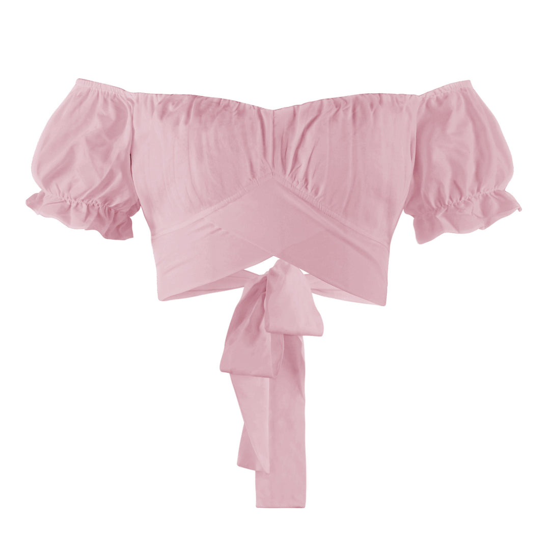 Dame Off-Shoulder Top med voluminøse ærmer og dekorativ snøring Stilla