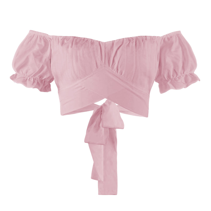Dame Off-Shoulder Top med voluminøse ærmer og dekorativ snøring Stilla